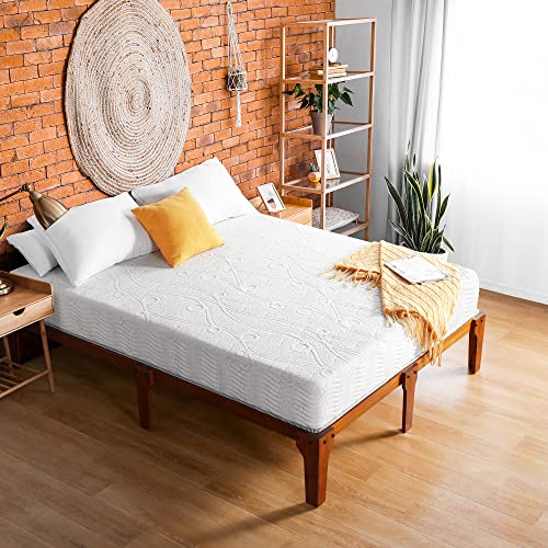 Olee Sleep 10 inch Omega Hybrid Gel Infused Memory Foam and Pocket Spring Mattress (Full) & 9 Inch Modern Metal Platform Bed Frame Steel Slats Mattress Foundation No Box Spring Needed, Full, Black