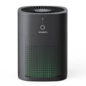 morento air purifiers for bedroom, true hepa h13 filter for smoke, allergies, pet dander odor with fragrance sponge, small air purifier with 28db sleep mode, black