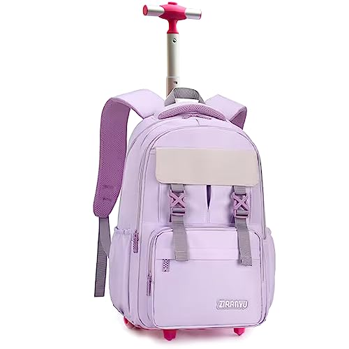 ZBAOGTW Rolling Backpack for Girls Backpack with Wheels Wheeled Backpack Set Trolly Roller Bookbag Kids Luggage for Elementary Preschool Purple