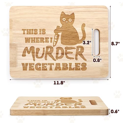 Zingoetrie Funny Black Cat Cutting Board This Is Where I Murder Vegetable Wooden Food Serving Tray Dethawing Engraved Vegan Knife Kitchen Wedding Gift Kitten Lover Dietitian Women Halloween Home Decor