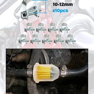 ESEWALAS 1/4" 5/16" Inch ID Fuel Line Kits,include 6Ft Fuel Line+2Pcs Gas Inline Fuel Filters with Magnet+10Pcs Adjustable Mini Fuel Hose Clamps,Fuel Line Hose with Fuel Filter Replacement.(1/4"(6MM))