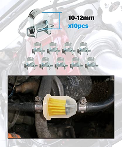 ESEWALAS 1/4" 5/16" Inch ID Fuel Line Kits,include 6Ft Fuel Line+2Pcs Gas Inline Fuel Filters with Magnet+10Pcs Adjustable Mini Fuel Hose Clamps,Fuel Line Hose with Fuel Filter Replacement.(1/4"(6MM))