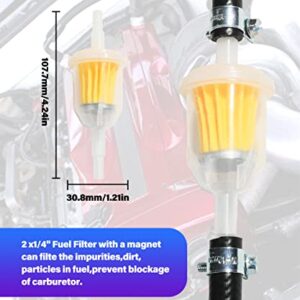 ESEWALAS 1/4" 5/16" Inch ID Fuel Line Kits,include 6Ft Fuel Line+2Pcs Gas Inline Fuel Filters with Magnet+10Pcs Adjustable Mini Fuel Hose Clamps,Fuel Line Hose with Fuel Filter Replacement.(1/4"(6MM))