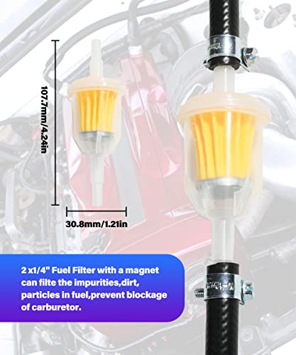 ESEWALAS 1/4" 5/16" Inch ID Fuel Line Kits,include 6Ft Fuel Line+2Pcs Gas Inline Fuel Filters with Magnet+10Pcs Adjustable Mini Fuel Hose Clamps,Fuel Line Hose with Fuel Filter Replacement.(1/4"(6MM))