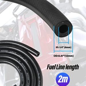 ESEWALAS 1/4" 5/16" Inch ID Fuel Line Kits,include 6Ft Fuel Line+2Pcs Gas Inline Fuel Filters with Magnet+10Pcs Adjustable Mini Fuel Hose Clamps,Fuel Line Hose with Fuel Filter Replacement.(1/4"(6MM))