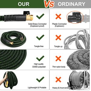 GUKOK 50ft Expandable Garden Hose, All New 2023 Expandable Water Hose with 3/4" Solid Brass Fittings, Extra Strength Fabric - Lightweight Flexible Expanding Hose with Spray Nozzle