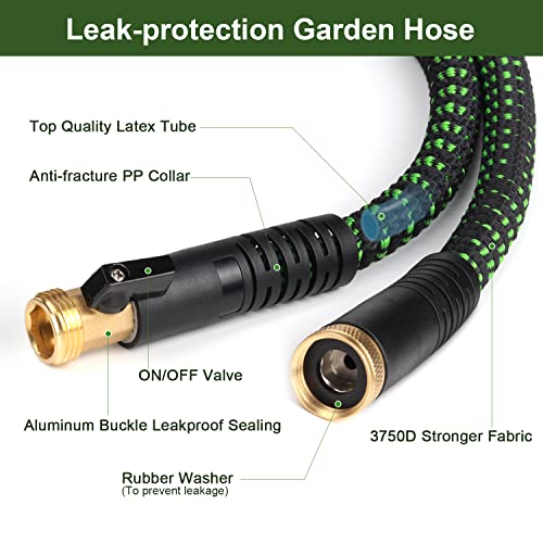 GUKOK 50ft Expandable Garden Hose, All New 2023 Expandable Water Hose with 3/4" Solid Brass Fittings, Extra Strength Fabric - Lightweight Flexible Expanding Hose with Spray Nozzle