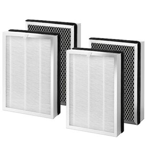 4 pack ma-25 replacement filters compatible with medify ma-25 air purifier, 3-in-1 pre-filters, h13 true hepa and activated carbon filter for wildfire smoke, pet dander, dust, odors, pollen