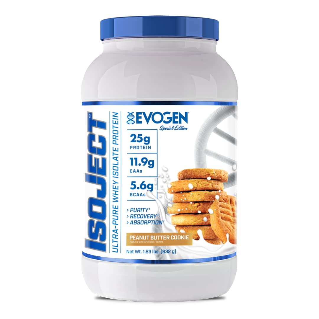 Evogen Isoject Peanut Butter Cookie Protein Powder | Premium Whey Isolate Loaded with BCAA, EAA, Ignitor Enzymes, Recovery, Shakes, Smoothies