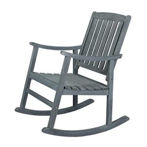 jonathan y rck102b penny classic slat-back 300-lbs support acacia wood patio outdoor rocking chair for garden, lawn, backyard, pool, deck, beach, firepit, gray