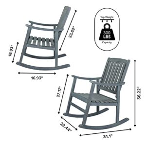 JONATHAN Y RCK102B Penny Classic Slat-Back 300-Lbs Support Acacia Wood Patio Outdoor Rocking Chair for Garden, Lawn, Backyard, Pool, Deck, Beach, Firepit, Gray