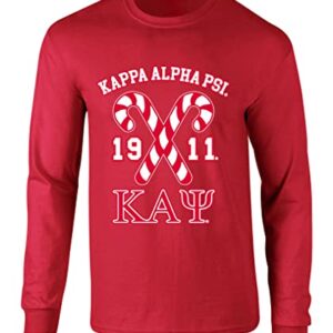 Kappa Alpha Psi Fraternity Canes Graphic Print Long Sleeve T Shirt Red Large Regular