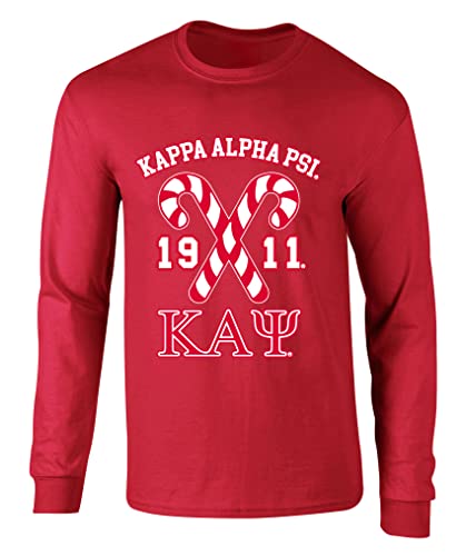 Kappa Alpha Psi Fraternity Canes Graphic Print Long Sleeve T Shirt Red Large Regular