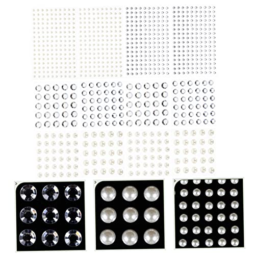 VILLCASE 12 Sheets Beauty Rhinestones Nail Art Decoration Hair Gems Pearl Rhinestones Adhesive Acrylic Stickers Eye Body Peals Nail Acrylic Charm Nail Art Charms Stickers for Phone Shell