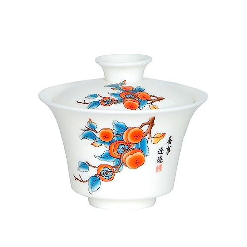 ICHAG Gongfu tea set |羊脂玉茶具 |White Jade,Yangzhi Jade tea sets|gaiwan tea set|12-pieces|Joyful Celebrations(喜柿连连 tea sets for adult (White Jade- Joyful Celebrations)