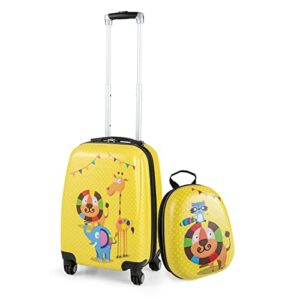 infans kid luggage set, 12’’ travel backpack and 18’’ carry on suitcase with rolling spinner wheels for children boys girls, 2 pcs trolley case gift for toddlers, unicorn
