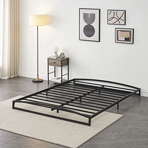 Amyove 6 Inch Metal Queen Size Platform Low Bed Frame with Metal Slat Support Mattress Foundation, No Box Spring Needed (Black 6inches, Queen)