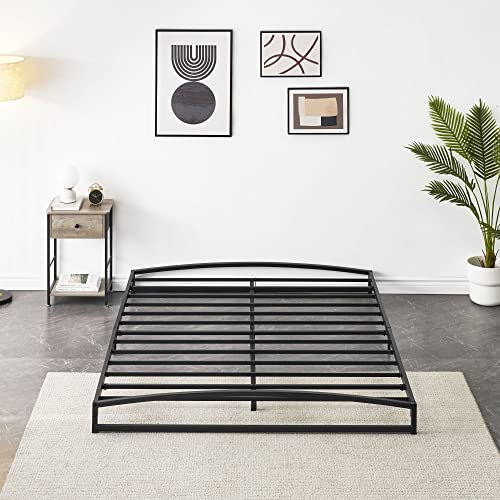 Amyove 6 Inch Metal Queen Size Platform Low Bed Frame with Metal Slat Support Mattress Foundation, No Box Spring Needed (Black 6inches, Queen)