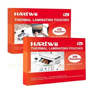 hartwii 300 pack 3mil laminating sheets 9x11.5 inches and 220 pack 5mil laminating pouches,hold 8.5x11 inches,lamination sheets paper for laminator round corner letter size