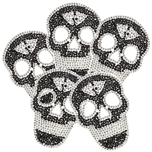 BETOOKY 5pcs Skull Hot Diamond Stickers Hotfix Rhinestones Cap Decorations Skeleton Costume Clothes Patch Crystals Skull Patches Bags Iron on Patch Skull Sewing Patches Back Patches Decor