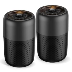 2 pack tplmb air purifiers for bedroom,h13 hepa filters,fragrance sponge for better sleep,remove 99.97% of dust smoke hair odors wildfire particles,24db filtration system, p60 black.