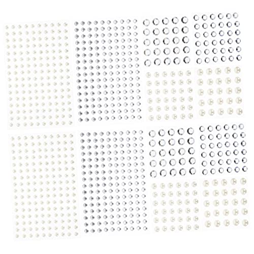 KONTONTY 12 Sheets Beauty Rhinestones Stickers for Nails Pearl Rhinestones Nail Jewels Nose Art Sticker Craft Acrylic Stickers Eye Body Peals Nail Acrylic Charms Colored Rhinestone Stickers