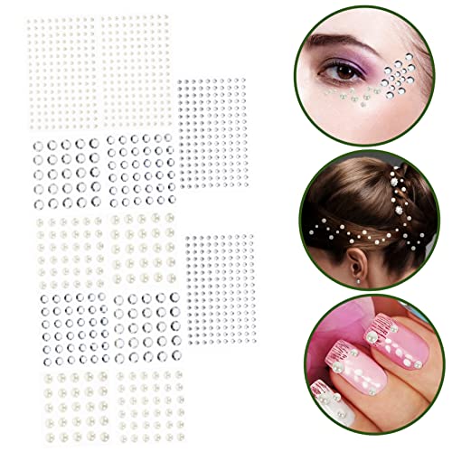 KONTONTY 12 Sheets Beauty Rhinestones Stickers for Nails Pearl Rhinestones Nail Jewels Nose Art Sticker Craft Acrylic Stickers Eye Body Peals Nail Acrylic Charms Colored Rhinestone Stickers