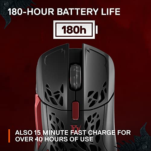 SteelSeries Aerox 5 Wireless – Diablo IV Edition – Lightweight 76g Gaming Mouse – 18000 CPI – TrueMove Air Optical Sensor – Water Resistant – 180+ Hour Battery Life – Free in-Game Item - PC/MAC