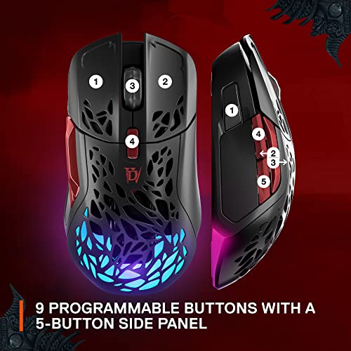 SteelSeries Aerox 5 Wireless – Diablo IV Edition – Lightweight 76g Gaming Mouse – 18000 CPI – TrueMove Air Optical Sensor – Water Resistant – 180+ Hour Battery Life – Free in-Game Item - PC/MAC