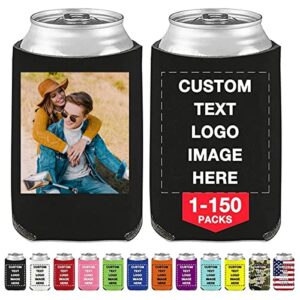 custom can sleeve beer coolers 1-150pcs bulk personalized koozies insulated beverage bottle holder with logo image text for party weddings fishing picnics