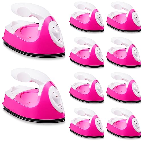 Honoson 10 Pcs Mini Craft Iron Heat Mini Iron Craft Press Small Iron for Crafts Perler Beads Iron Craft Iron with Charging Base Accessories for Bead Patch DIY Shoe T Shirts Heat Transfer Vinyl Project