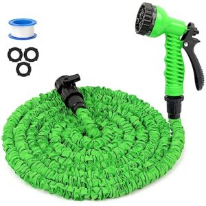 expandable garden hose water pipe - 50ft flexible water hose with 7 function spray nozzle, expandable hose pipe spray gun, magic water pipe, green