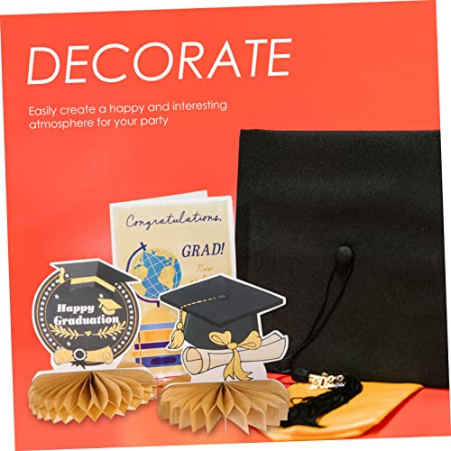 BESPORTBLE 2 Sets Graduation Honeycomb Table Desk Top Decor Blue Gifts Tissue Paper Pom Poms Decorations Grad Cap Stars Shaped Graduation Cinco De Mayo Party Graduation Party Graduation Prop