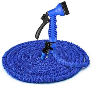 garden hose water pipe expandable - 50ft water hose with 7 function spray nozzle, easy to use, outdoor magic hose suit for gardening washing, blue