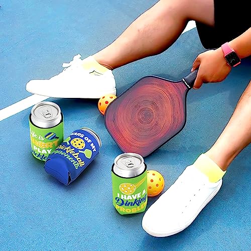 CiyvoLyeen Funny Pickleball Can Coolers Party Favors Novelty Decorations Sports Lovers Players Summer Birthday Christmas Retirement Blue Green Gifts Idea Mom Dad Coach 12oz Beer Soda Bottle 6PCS