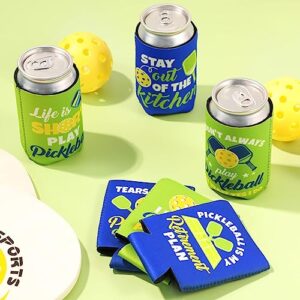 CiyvoLyeen Funny Pickleball Can Coolers Party Favors Novelty Decorations Sports Lovers Players Summer Birthday Christmas Retirement Blue Green Gifts Idea Mom Dad Coach 12oz Beer Soda Bottle 6PCS