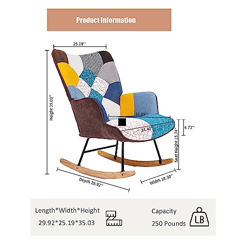 Yeolee Rocking Chair Nursery, Modern Nursing Chair with Accent Design, Comfy Padded Seat, Wooden Base - Ideal Nursery Glider Rocker for Living Room, Bedroom, and Indoor Nursery (with Ottoman)