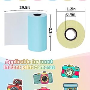 9 Rolls Kids Instant Camera Refill Print Paper- Photo Printer Thermal Paper Rolls Instant Print Camera Refill Paper for Kid's Instant Camera Favors Supplies, Blue, Pink, Yellow