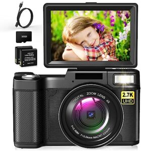 digital camera for photography fhd 2.7k 30mp vlogging camera for youtube, point and shoot cameras with 3 inch 180 degree flip screen, 32gb tf card portable small camera for teens kids seniors