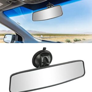 ESEWALAS Suction Cup Rear View Mirror,Anti-Glare HD Car Interior Rearview Mirror with Adjustable Suction Cup,Universal Thickened Inside Rearview Mirror, Car Mirror for RV Marine Auto (White)