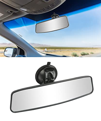 ESEWALAS Suction Cup Rear View Mirror,Anti-Glare HD Car Interior Rearview Mirror with Adjustable Suction Cup,Universal Thickened Inside Rearview Mirror, Car Mirror for RV Marine Auto (White)