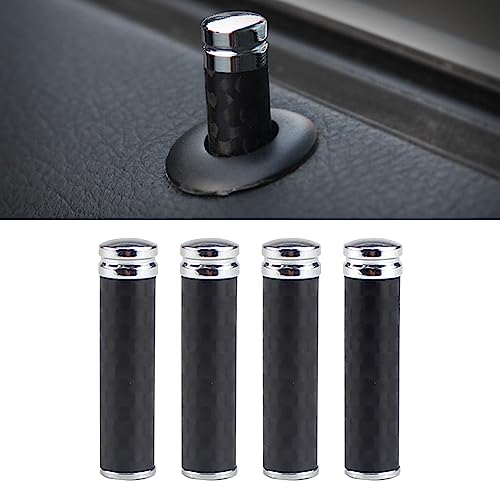 Sodcay Pack-4 Car Door Lock Knobs, Interior Vehicle Door Pull Pins, Carbon Fiber Auto Door Lock Pin Cover, Car Lock Knobs Pin Stick, Universal for Most Cars (Black)