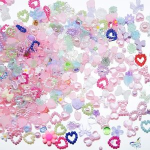 500pcs assorted color 3d nail charms flower butterfly bowknot rose 3d nail charms mix pink hollow heart star bowknots pearls nail charms for nail manicure diy crafts jewelry accessories