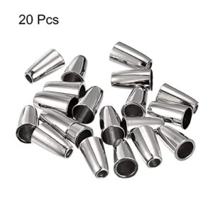 uxcell 20Pcs Metal Bell Stopper, 3mm Conical Cord Ends Lock Rope Fastener End Stopper for Drawstring Lanyard Backpack Bag DIY, Silver