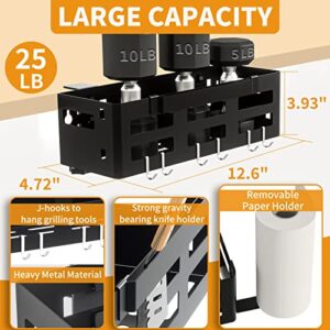 Griddle Caddy for Blackstone 28"/36"/17"/22" Griddles, BBQ Accessories Storage Box with Knife Holder & Paper Towel Holder, Grill Accessories Space Saving for Blackstone Griddle Accessories (Black 10)