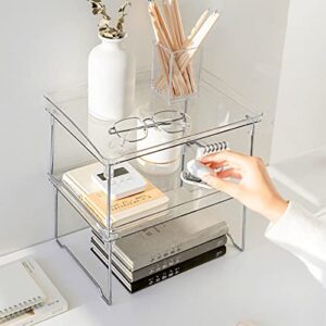 Cryfokt Tabletop Organizer Rack, Durable Plastic Sturdy Stable Structure Transparent Storage Rack for Home (One Tier Free Size)