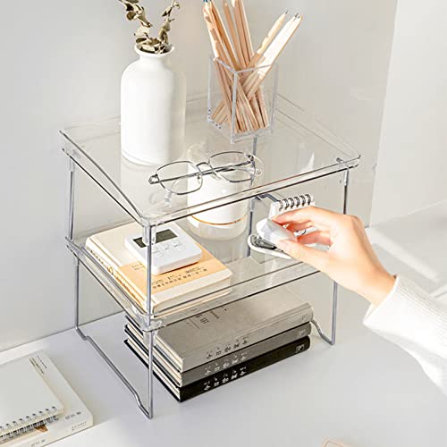 Cryfokt Tabletop Organizer Rack, Durable Plastic Sturdy Stable Structure Transparent Storage Rack for Home (One Tier Free Size)