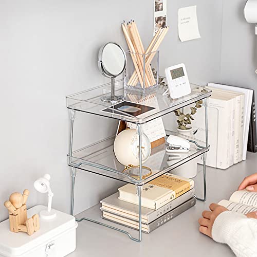 Cryfokt Tabletop Organizer Rack, Durable Plastic Sturdy Stable Structure Transparent Storage Rack for Home (One Tier Free Size)