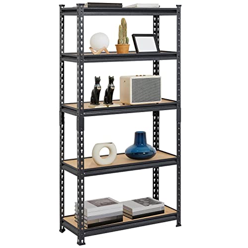 Topeakmart Storage Shelves 5 Tier Adjustable Metal Shelving Unit Utility Shelves Garage Storage Racks for Warehouse Garage Pantry Kitchen- Black, 29.5 x 12 x 60 Inch