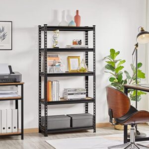 Topeakmart Storage Shelves 5 Tier Adjustable Metal Shelving Unit Utility Shelves Garage Storage Racks for Warehouse Garage Pantry Kitchen- Black, 29.5 x 12 x 60 Inch